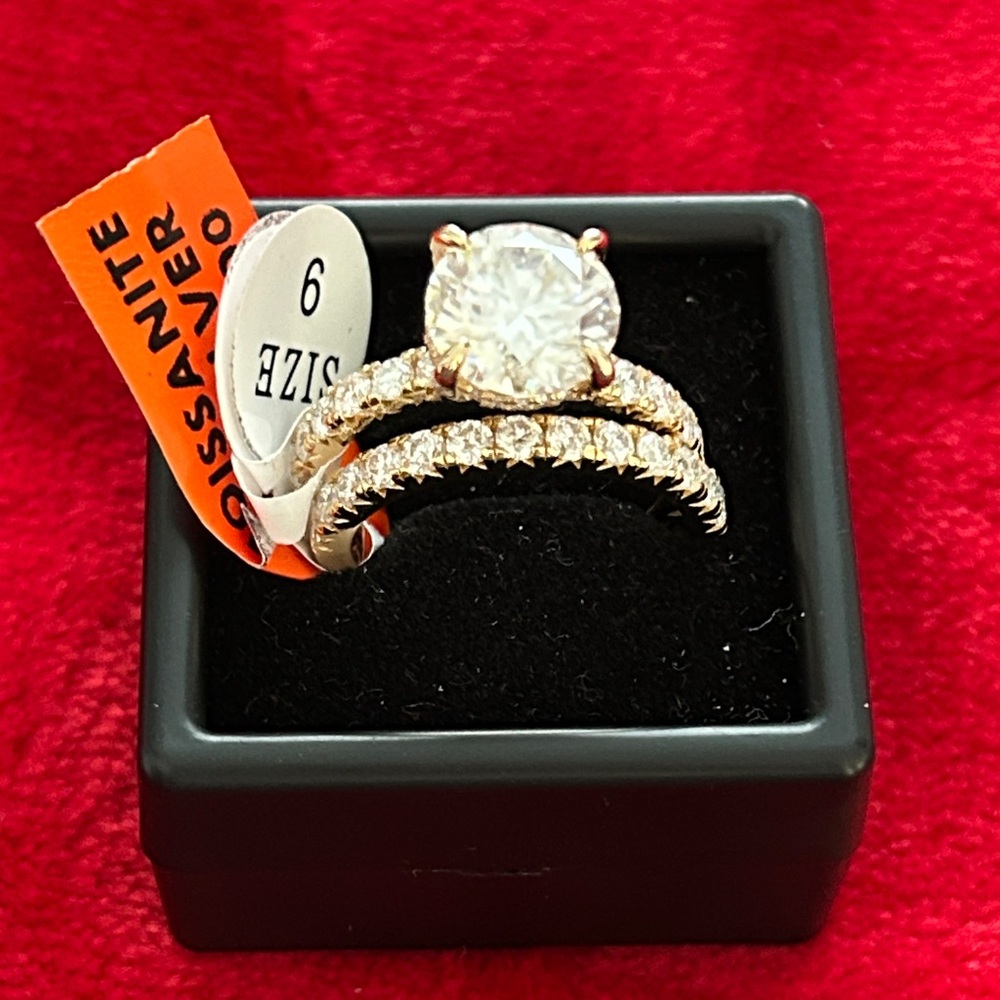Luxury 6.0 CTW Moissanite Diamond Gold bridal wedding Ring Set size 9 - Picture 3 of 8